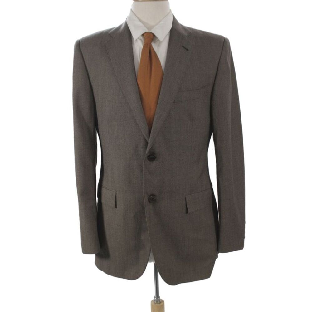 Hickey Mens Brown Worsted Wool Classic Blazer Size 40